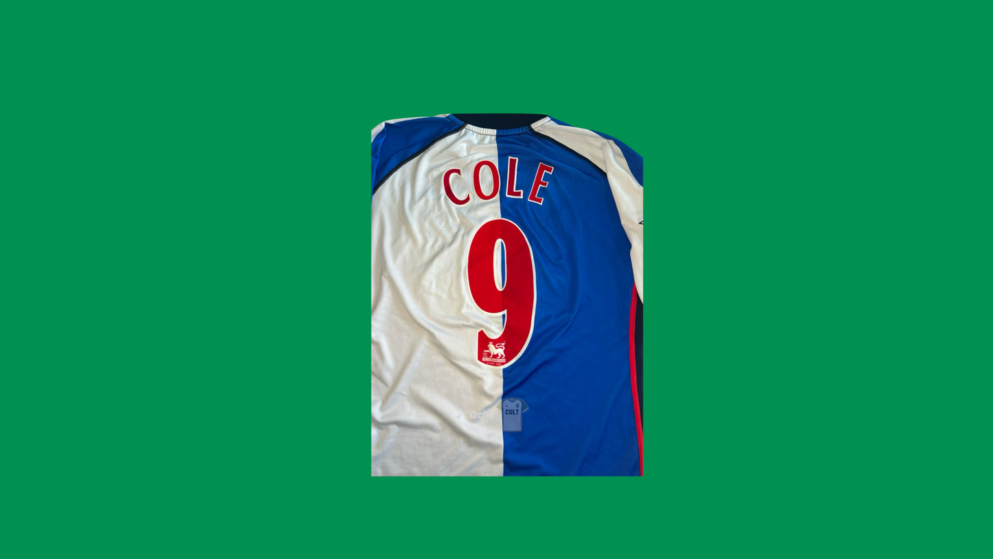 Blackburn Rovers FC 2002/03 Kappa with Andy Cole 9 Nameset Vintage Football Jersey