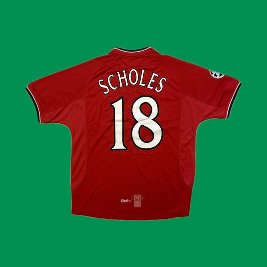 Manchester United 2000/02 Umbro with Paul Scholes 18 Vintage Football Jersey - Cult Fave Football Shirts