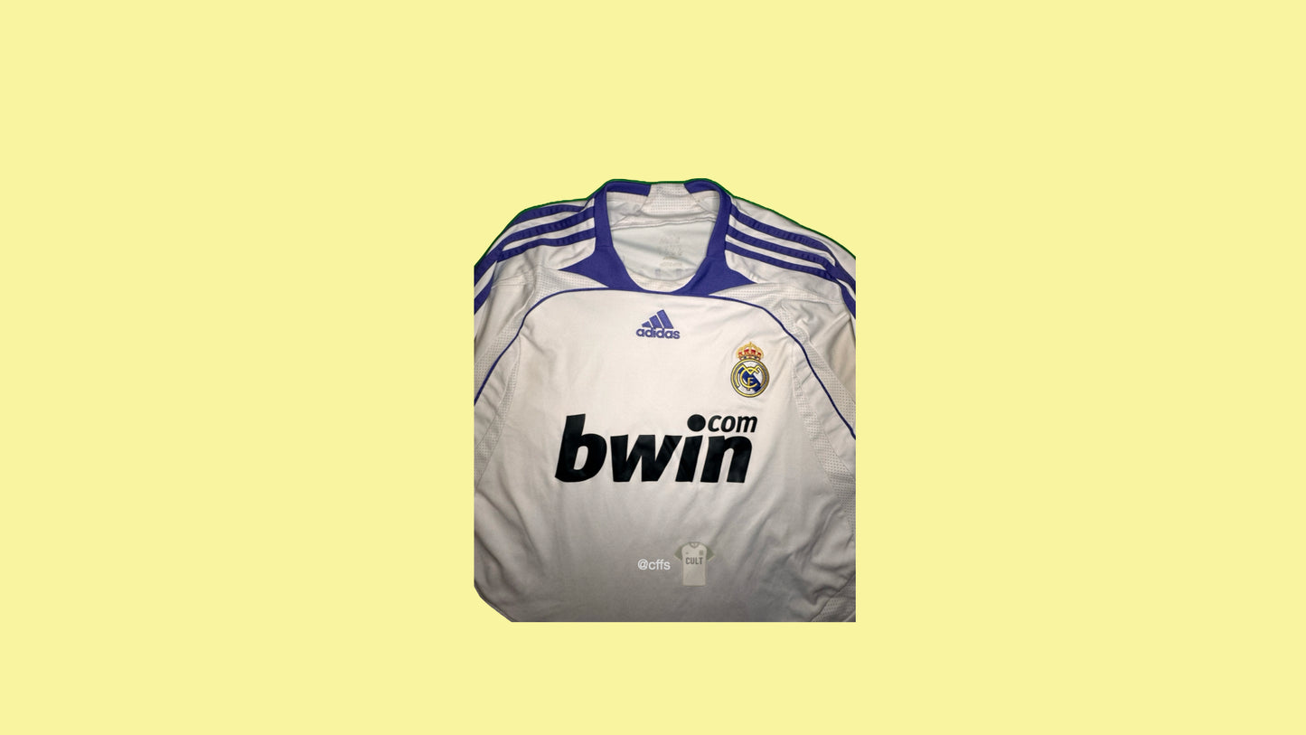 Real Madrid 2007/08 Adidas with Guti.Haz 14 Nameset Vintage Football Jersey - Cult Fave Football Shirts