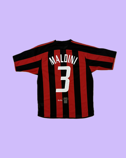 AC Milan 2003/04 Adidas with Paolo Maldini 3 Nameset - Cult Fave Football Shirts