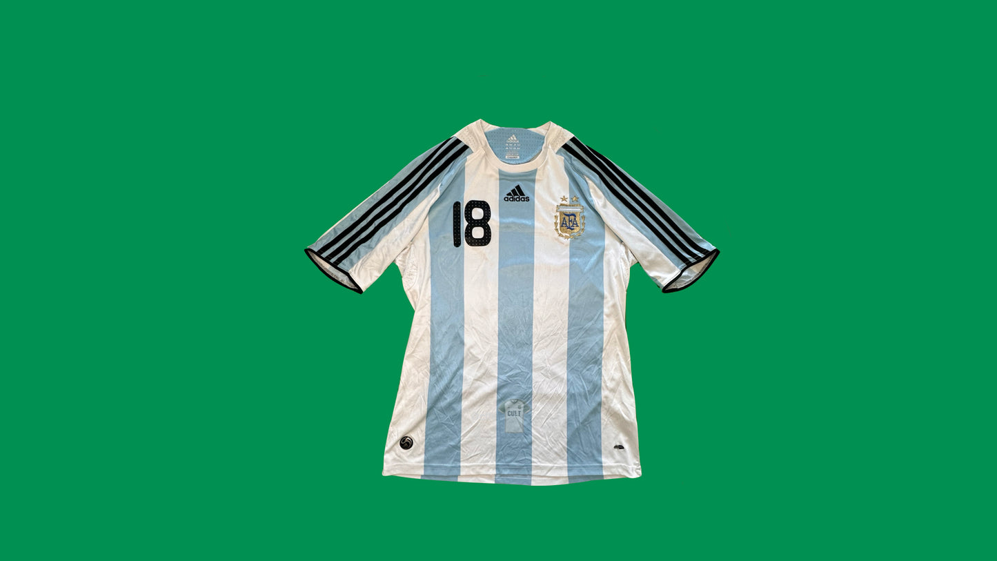 Argetina NT 2008-2010 Adidas with Messi 18 Nameset Vintage Football Jersey