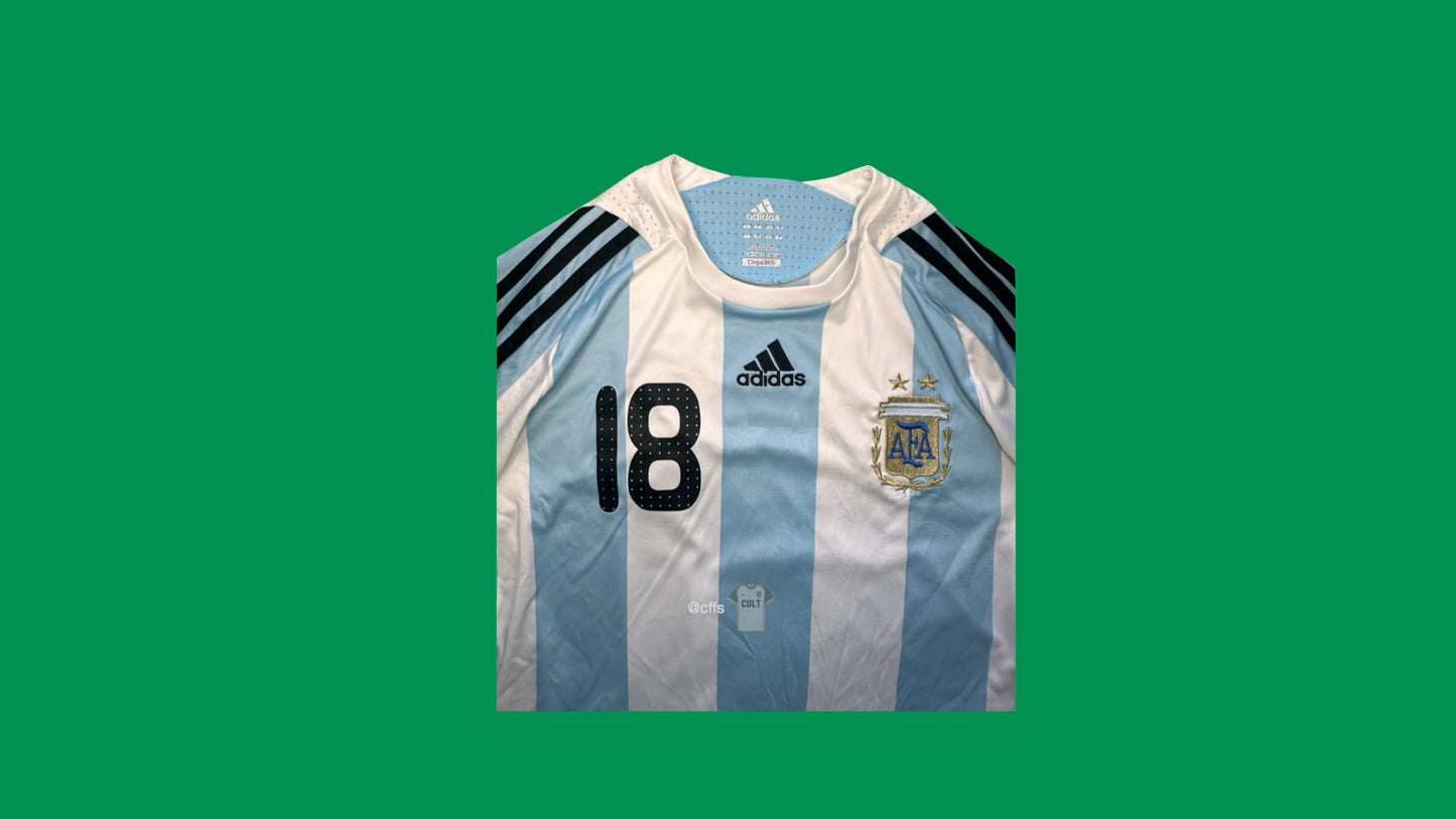 Argetina NT 2008-2010 Adidas with Messi 18 Nameset Vintage Football Jersey