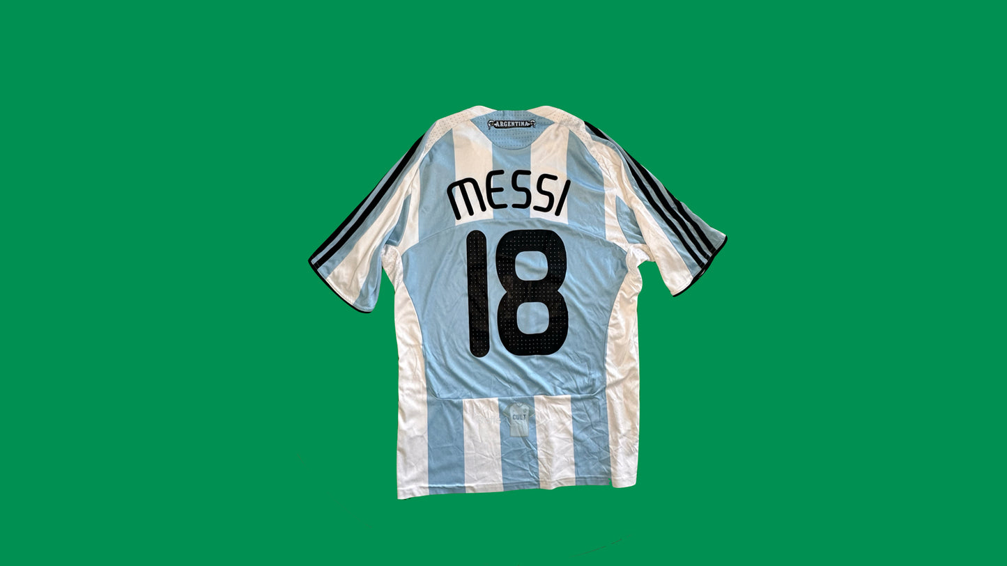 Argetina NT 2008-2010 Adidas with Messi 18 Nameset Vintage Football Jersey