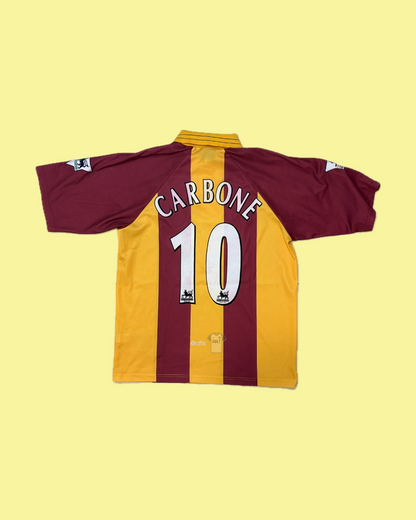 Bradford City 1999/2001 Asics with Benito Carbone 10 Nameset Football Jersey - Cult Fave Football Shirts