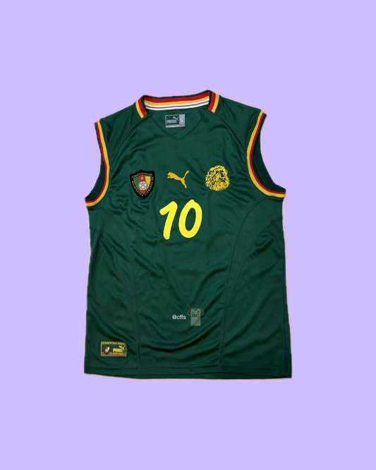 Cameroon NT 2000/02 Puma with Patrick Mboma 10 Nameset Football Jersey - Cult Fave Football Shirts