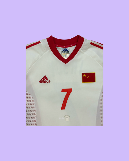 China NT 2002 Adidas with Sun Ji Hai 7 Nameset Football Jersey - Cult Fave Football Shirts