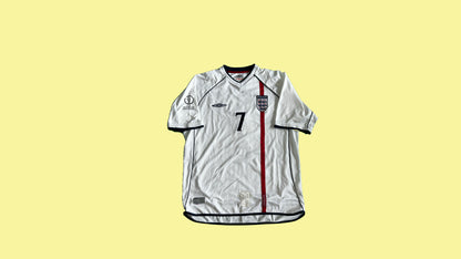 England NT 2001-2003 Umbro with David Beckham 7 Nameset Vintage Football Jersey - Cult Fave Football Shirts