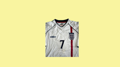 England NT 2001-2003 Umbro with David Beckham 7 Nameset Vintage Football Jersey - Cult Fave Football Shirts