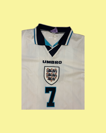 England NT 1996/98 Umbro Home David Beckham 7 Nameset Football Jersey - Cult Fave Football Shirts