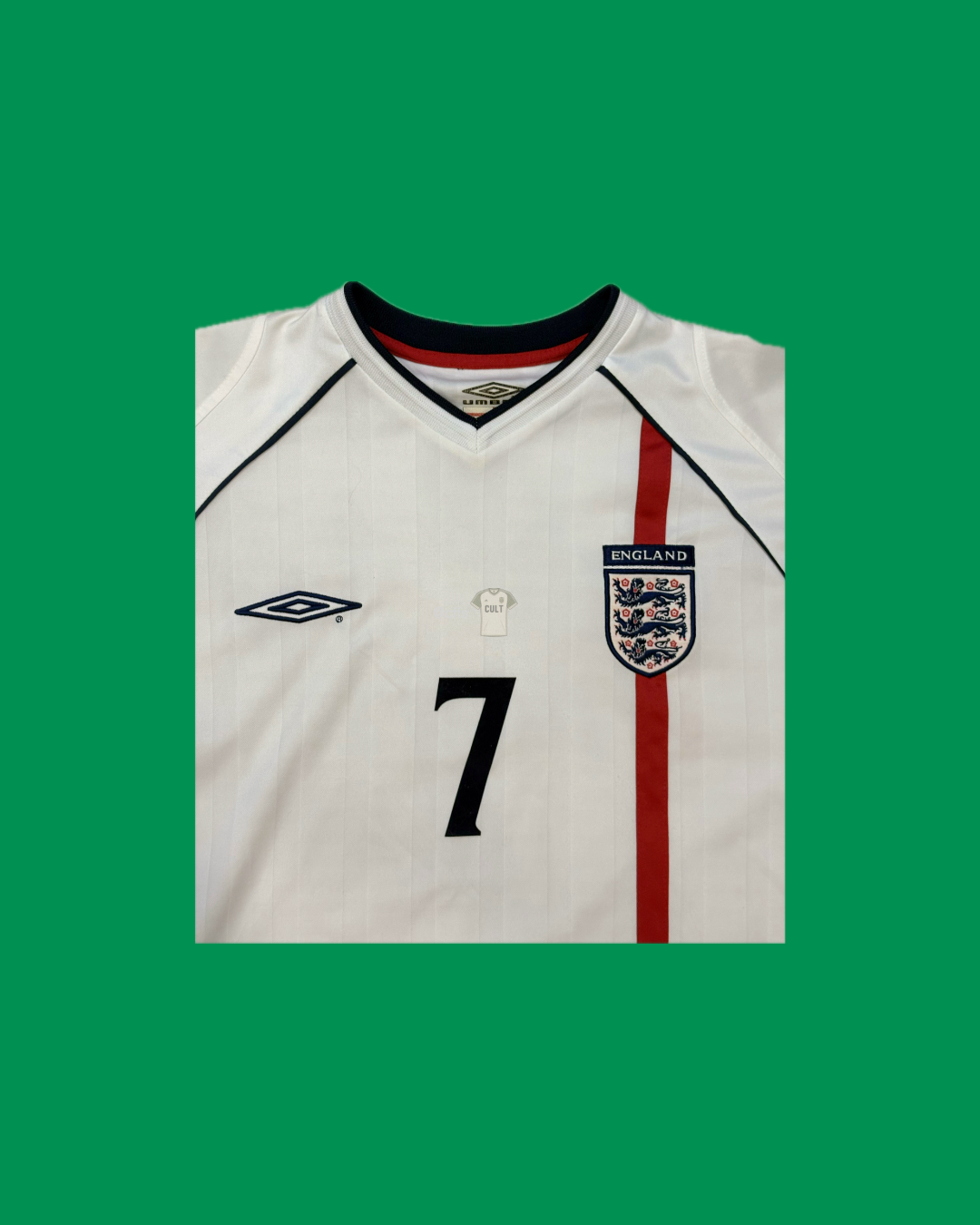 England NT 2001/03 Umbro with David Beckham 7 Nameset Football Jersey - Cult Fave Football Shirts