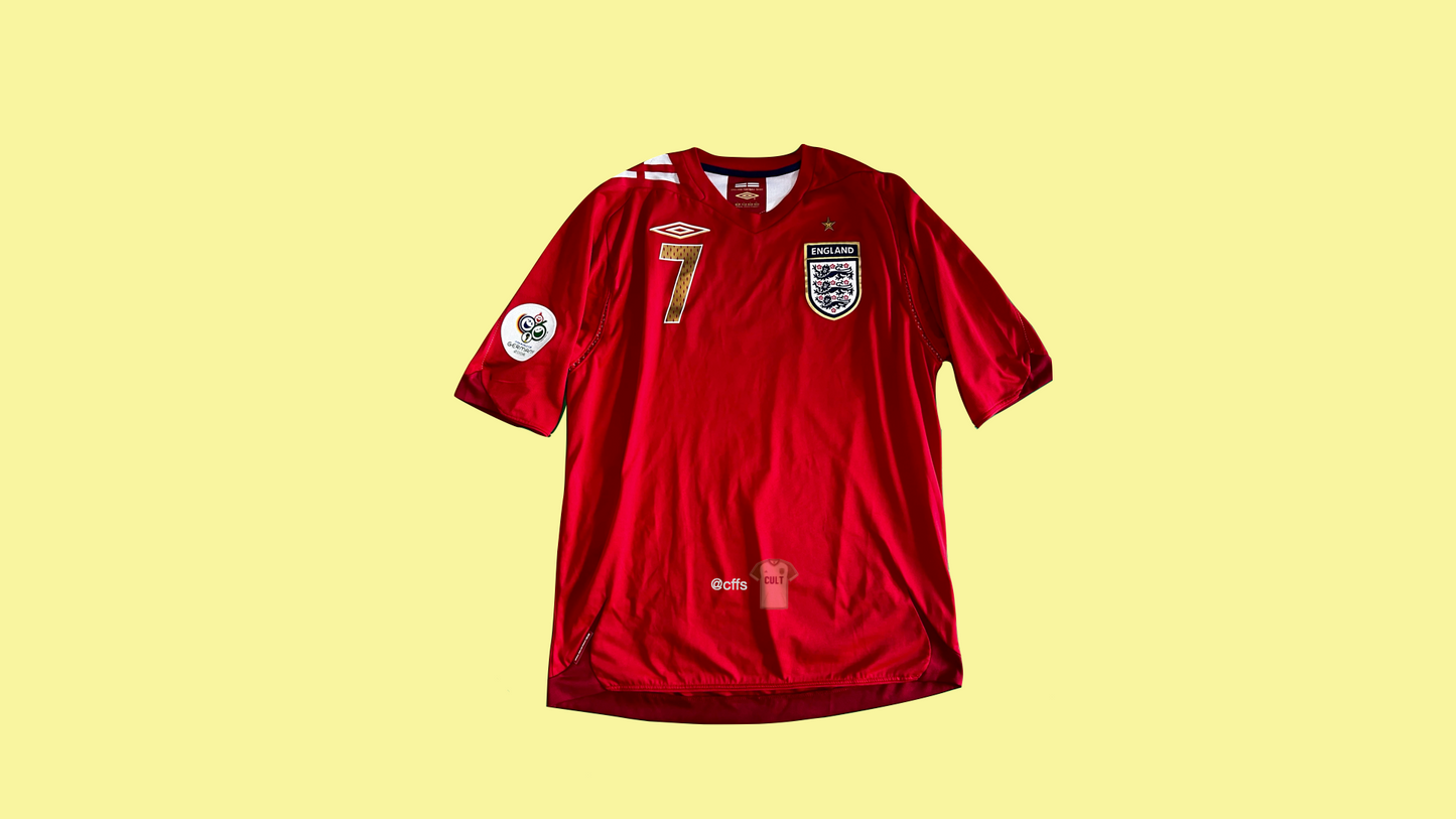 England Umbro 2006 World Cup Away Jersey with David Beckham 7