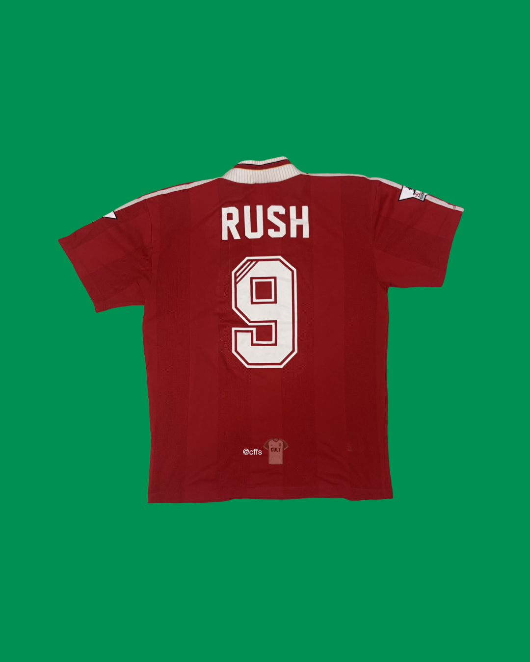Liverpool FC 1995/96 Adidas with Ian Rush 9 Nameset Football Jersey