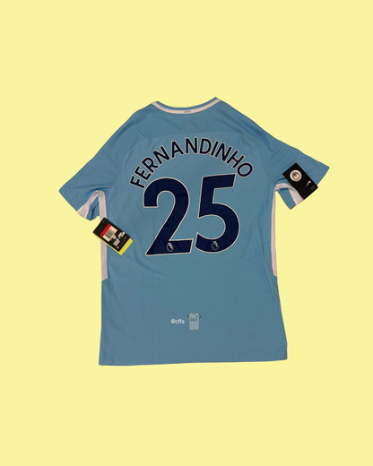Manchester City 2017/18 Nike with Fernandinho 25 Nameset Football Jersey
