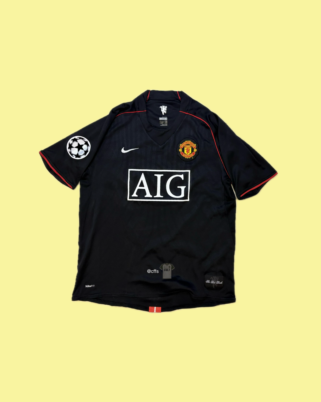 Manchester United 2007/08 Nike with Rio Ferdinand 5 Nameset Football Jersey - Cult Fave Football Shirts