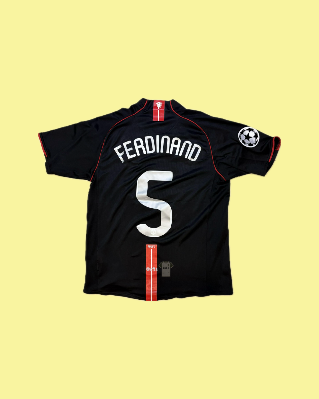 Manchester United 2007/08 Nike with Rio Ferdinand 5 Nameset Football Jersey - Cult Fave Football Shirts