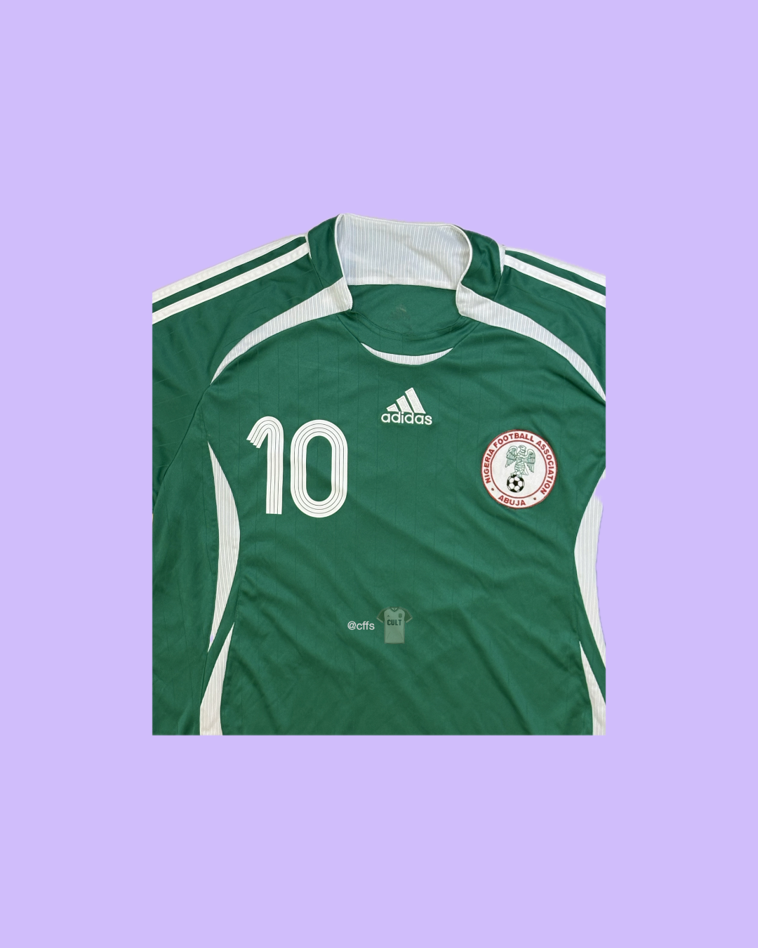 Nigeria 2006/08 Adidas with Jay-Jay Okocha 10 Nameset Football Jersey