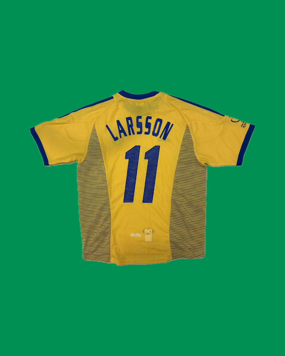 Sweden NT 2002/04 Adidas with Henrik Larsson 11 Nameset Football Jersey