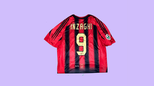AC Milan 2004/05 Adidas with Inzaghi 9 Nameset Vintage Football Jersey - Cult Fave Football Shirts