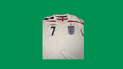 England NT 2007-2009 Umbro with Beckham 7 Nameset Vintage Football Jersey - Cult Fave Football Shirts