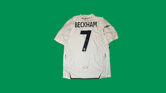 England NT 2007-2009 Umbro with Beckham 7 Nameset Vintage Football Jersey - Cult Fave Football Shirts