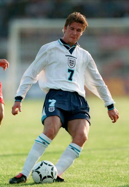 England NT 1996/98 Umbro Home David Beckham 7 Nameset Football Jersey - Cult Fave Football Shirts