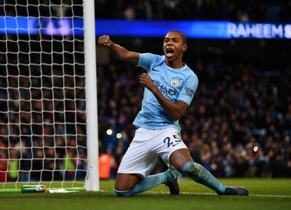 Manchester City 2017/18 Nike with Fernandinho 25 Nameset Football Jersey